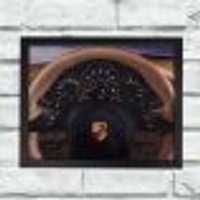 Quadro Decorativo Metal Volante Porsche Bege Cor Preto 40x50