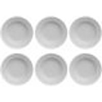 Jogo 6 Pratos Fundos Redondos 23,5cm em Porcelana com Relevo