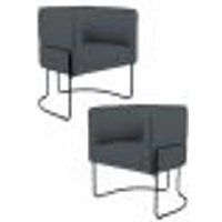 Kit 2 Poltronas Decorativas Base Aço Betina C-03 Sintético Cinza - Domi