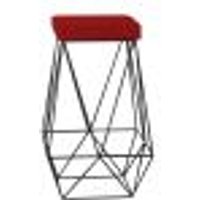 Banqueta Decorativa Kathy Base Preta Veludo Vermelho G41 - Gran Belo