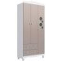 Guarda-Roupa Infantil Encanto 3 Portas 2 Gavetas Branco e Cinnamom