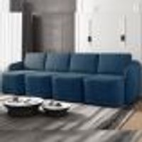 Sofá Cama Modulado Retrátil e Reclinável Decorativo Varsóvia 436cm Veludo Azul Marinho G33 - Gran Belo