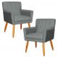 Kit 2 Poltronas Decorativa para Sala de Estar CecÃlia Linho Cinza - Montanaris Decor