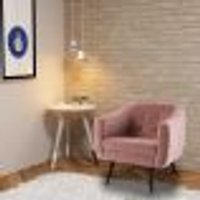 Poltrona Decorativa Cuddle Sala de Estar com Botonê e Pés Palito Veludo Rosa G17 - Gran Belo