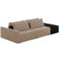 Sofá Ilha Modular Para Sala 232cm com Puff Dublin K01 Veludo Bege TA7074 e Sintético Preto TF7036