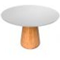 Mesa de Jantar Cone Redonda 160 cm Base Madeira Freijó Tampo Laqueado Branco