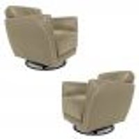 Kit 2 Poltronas Decorativas Valentina Sala de Estar Giratória Couro Avelã G40 - Gran Belo