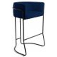 Banqueta Decorativa Base Aço Preto Betina B-304 Veludo Azul Marinho - Domi