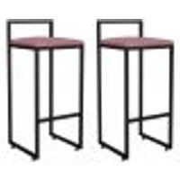 Kit 02 Banquetas Altas Para Cozinha Sala de Jantar Hanna L02 Preto Suede Rosê - Lyam Decor