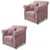Kit 2 Poltronas Decorativas com 2 Almofadas Armstrong Veludo Lilás G63 - Gran Belo