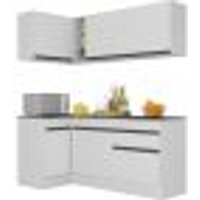 Armário de Cozinha Compacta de Canto com Rodapé Veneza Multimóveis V2092 Branco/Preto