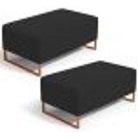 Kit 02 Puffs Decorativo Sala De Estar Cléo 90cm W01 Base Ferro Cobre Suede Preto - Lyam Decor