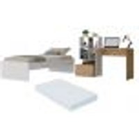Conjunto Quarto Cama Solteiro com Colchão/Escrivaninha Multimóveis MP4226 Branco/Rustic