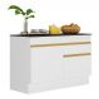 Balcão Cozinha com Rodapé Gabinete Pia 120 cm 2 Portas 1 Gaveta Veneza GW Multimóveis MP2117 Branco