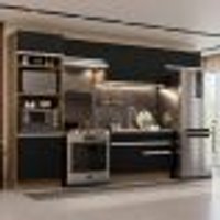 Cozinha Completa Madesa Glamy 350001 com Armário e Balcão (Sem Tampo e Pia) - Rustic/Preto