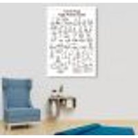 Quadro Posições Yoga Asanas Chart 100x70 Caixa Branco