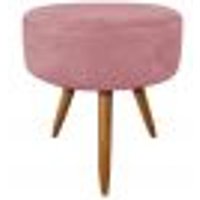 Puff Banqueta Redonda Nina Suede Rosê Pés Palito Castanho - Pallazio