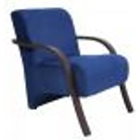 Poltrona Para Sala de Espera Recepção Azul Marinho Em Suede Com Braços de Madeira Decorativa Confortável Até 120 kg - PSM