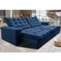 Sofá Retrátil e Reclinável 3,15m Cama inBox Big Fresh com SoftGel D40 Velupluma Azul