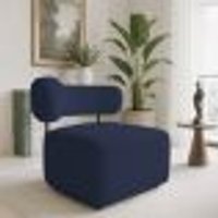 Poltrona Decorativa Orgânica Maya Veludo Azul Marinho Ferro Preto - Pallazio