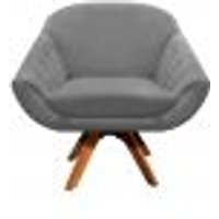 Poltrona Giratória Giovana Suede Grafite Base Madeira MM30 D'Rossi