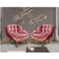 Kit 2 Poltronas Decorativa Marcela Veludo Rosa Dal Poz Estofados