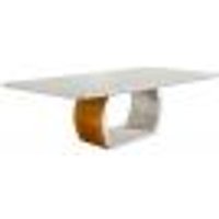 Mesa de Jantar Retangular com Tampo de Vidro Lavanda Cinamomo e Off White