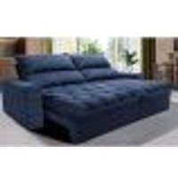 Sofá Retrátil e Reclinável 2,35m Molas Ensacadas Cama inBox Elegance com ThermoGel Velusoft Azul