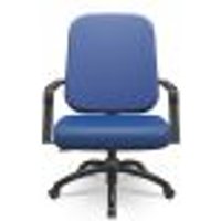 Cadeira de Escritório Giratória com Braço Preta Magno P03 Vinil Azul - Lyam Decor