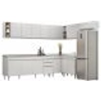 Armário de Cozinha Modulado de Canto 8 Peças CP27 com Pia Inox Branco - Lumil