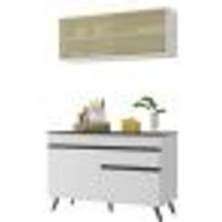 Armário de Cozinha Compacta 120cm Veneza Multimóveis V3688 Branco/Preto