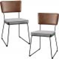 Kit 02 Cadeiras Decorativas Sala De Jantar Allana L02 Couríssimo Marrom Linho Cinza - Lyam Decor