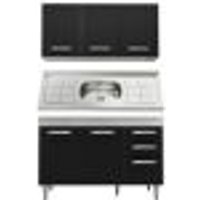 Armário Aéreo Honduras e Balcão Gabinete Suécia com Pia Inox 120cm Branco/Preto - Lumil Móveis
