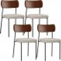Kit 04 Cadeiras Para Sala De Jantar Melina L02 Couríssimo Marrom Linho Cru - Lyam Decor