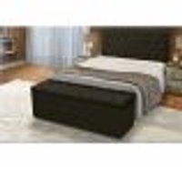 Cabeceira e Calçadeira Baú Casal Queen 160cm Para Cama Box Sofia Suede Preto - DS Móveis