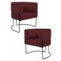 Kit 2 Poltronas Decorativas Base Aço Betina C-278 Veludo Marsala - Domi