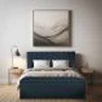 Calçadeira Baú Casal Queen 1,60m Londres Suede Azul Marinho Dal Poz Estofados
