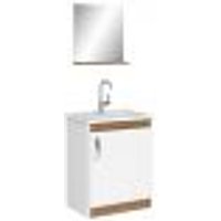 Conjunto Para Banheiro Gabinete Lavatório e Espelheira Cesana 50cm B06 Branco Carvalho - Lyam Decor
