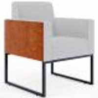 Poltrona Decorativa para Sala Base fixa de Metal Helô L02 Linho Cinza Couríssimo Camel - Lyam Decor