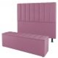Kit Cabeceira e Baú Cama Box Solteiro Cora 90cm Suede Rosa - Desk Design