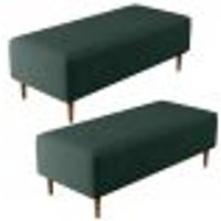 Kit 02 Puffs Decorativos Sala de Estar Bali W01 Pés Palito 120x50 cm Linho Verde Musgo - Lyam Decor