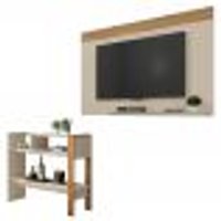 Conjunto Sala de Estar Painel e Aparador Bege Malha Caemmun