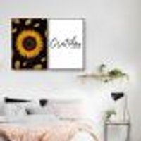 Quadro Girassol Frase Gratidão 62x43 2-43x30 Filete Marrom