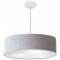 Pendente CilÃndrico Md-4221 Cúpula em Tecido 60x15cm Rústico Cinza - Bivolt