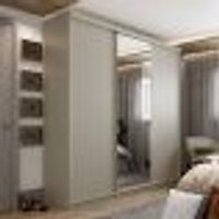 Guarda-Roupa Casal com 1 Espelho Geneve 3 Portas 4 Gavetas Bege