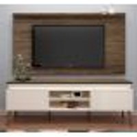Conjunto de Rack Lumina com Painel para TV até 42 Polegadas Slim Off White e Pinho