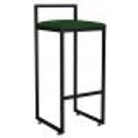 Banqueta Alta Para Cozinha Sala de Jantar Hanna L02 Preto Suede Verde Musgo - Lyam Decor