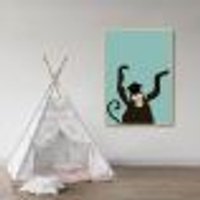 Quadro Infantil Cartoon Macaco 60x43 Filete Marfim