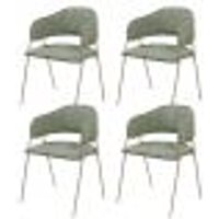 Conjunto 4 Cadeiras Veneza no Boucle Verde e Metal Champanhe