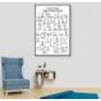 Quadro Posições Yoga Asanas Chart 86x60 Filete Preto